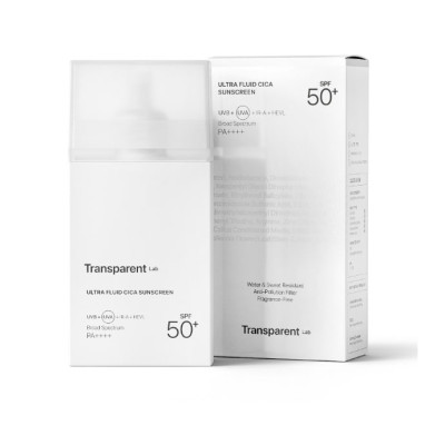 Transparent Lab Ультра легкий сонцезахисний крем із центелою Ultra Fluid Cica Sunscreen Spf50 100ml Transparent Lab Ультра легкий сонцезахисний крем із центелою Ultra Fluid Cica Sunscreen Spf50 100ml