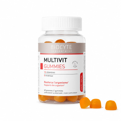 Biocyte Жувальні цукерки, 9 вітамінів та 1 мінерал / Multivit Gummies 60 шт Biocyte Жувальні цукерки, 9 вітамінів та 1 мінерал / Multivit Gummies 60 шт