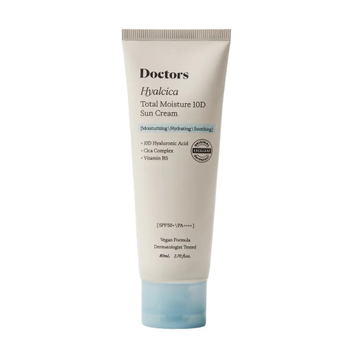 Doctors Сонцезахисний крем з 10 формами гіалуронової кислоти та центелою SPF 50 Hyalcica Total Moisture 10 D Sun Cream 80g