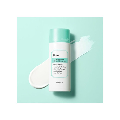 DEAR KLAIRS М’який мінеральний сонцезахисний крем All-day Airy Mineral Sunscreen SPF 50+ PA++++ 60 г