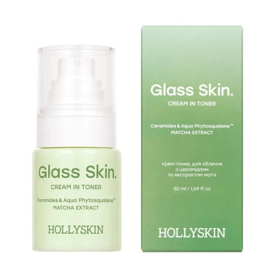 HOLLYSKIN Крем-тонер для обличчя Glass Skin. з церамідами та екстрактом матчі 50мл HOLLYSKIN Крем-тонер для обличчя Glass Skin. з церамідами та екстрактом матчі 50мл